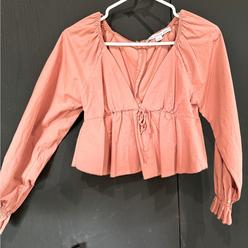 HYFVE crop long sleeve peplum peach blouse - size M